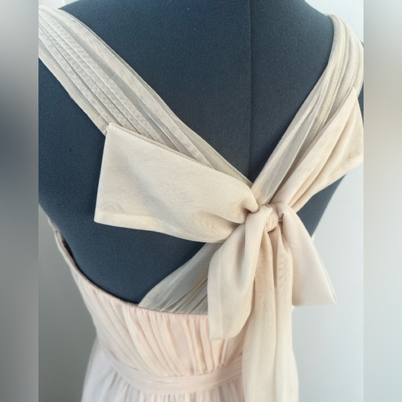 Anthropologie Hitherto Blush Pink Tulle Dress 10 | Bridesmaid Cocktail Bow Back - Picture 11 of 15